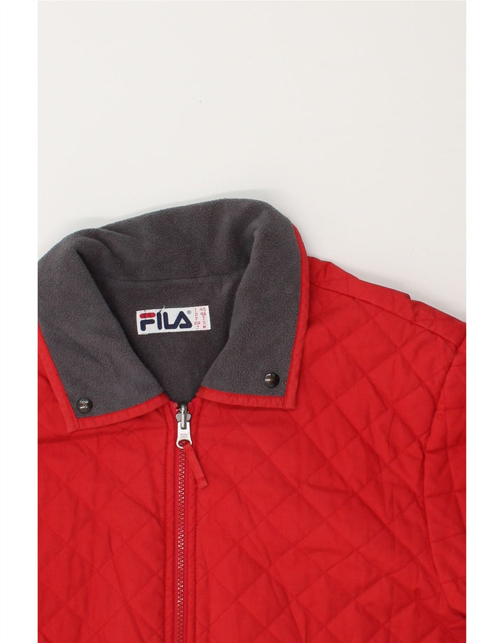 FILA Mens Quilted Jacket IT 46 Small Red Polyester Vintage Fila and Second-Hand Fila from Messina Hembry 