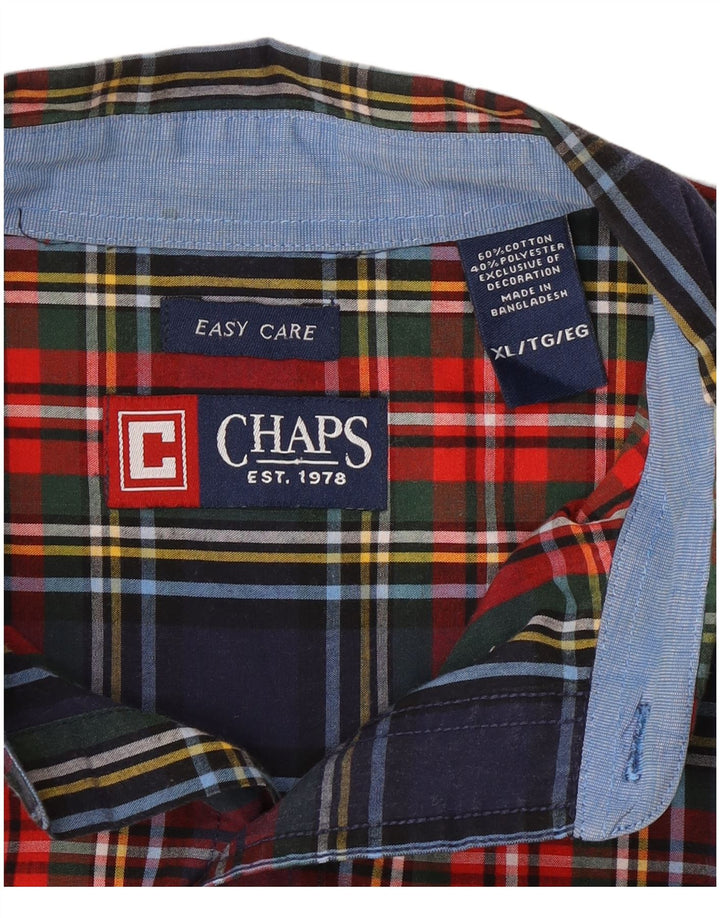 Chaps Mens Easy Care Shirt XL Multicoloured Check Cotton