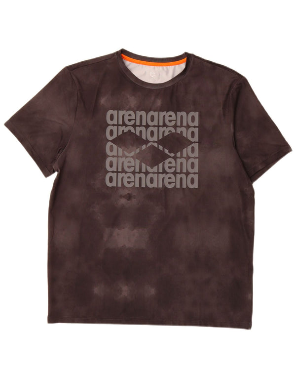 Arena Mens Graphic T-Shirt Top Large Grey Tie Dye Polyester