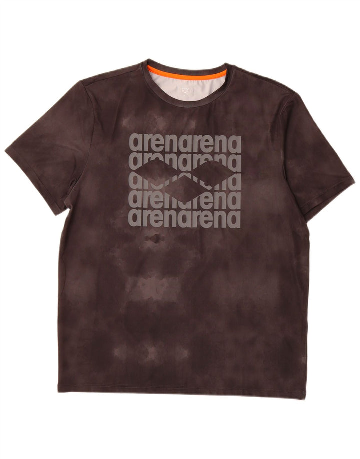 Arena Mens Graphic T-Shirt Top Large Grey Tie Dye Polyester