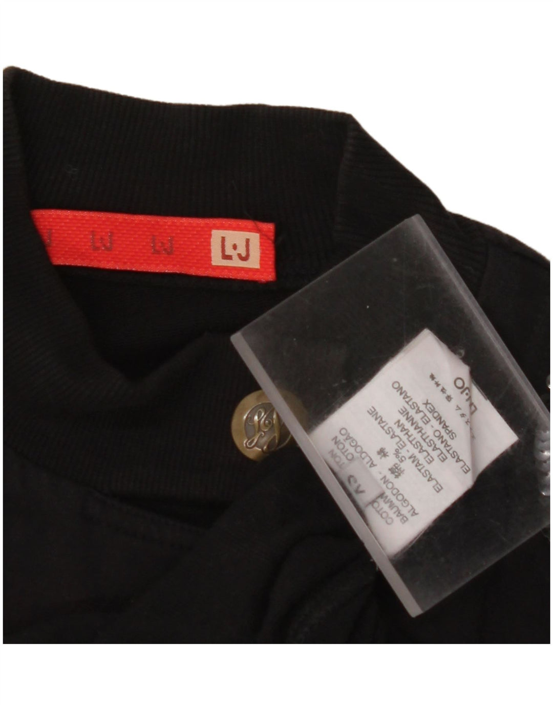 LIU JO Womens Crop Graphic 4 Button Blazer Jacket UK 6 XS Black Cotton