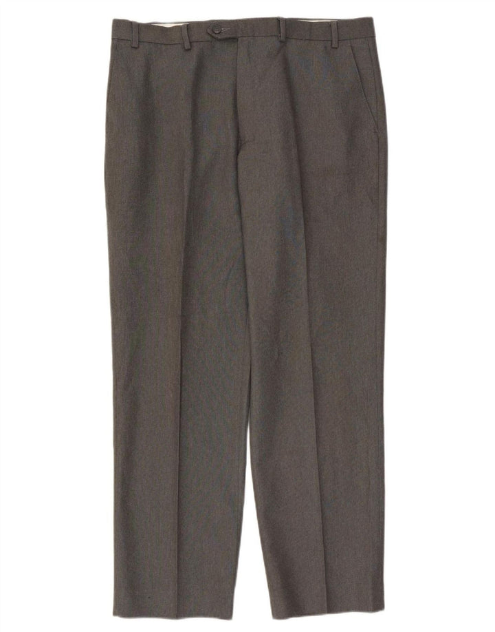Marks & Spencer Mens Straight Suit Trousers W38 L33 Grey Polyester