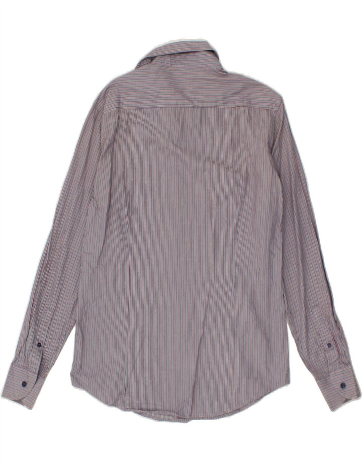 BENETTON Mens Shirt Medium Grey Striped Cotton Vintage Benetton and Second-Hand Benetton from Messina Hembry 