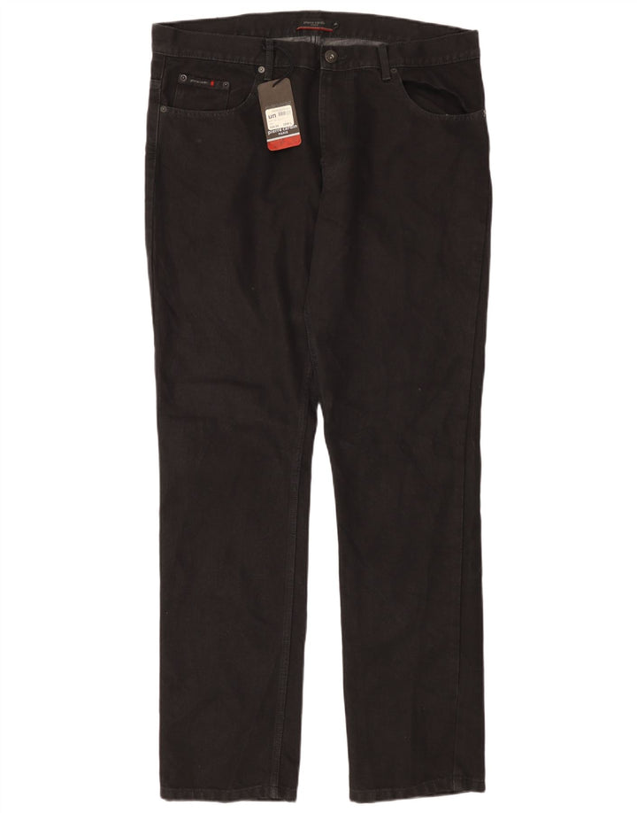 PIERRE CARDIN Mens Paris Straight Jeans W38 L34  Black Cotton