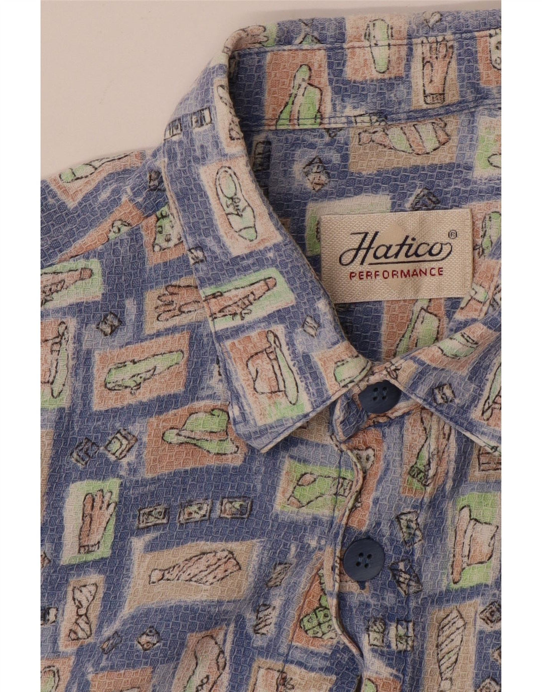 HATICO Mens Short Sleeve Shirt Large Blue Geometric