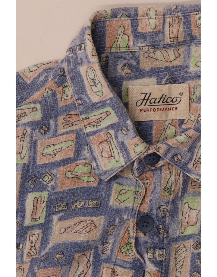 HATICO Mens Short Sleeve Shirt Large Blue Geometric