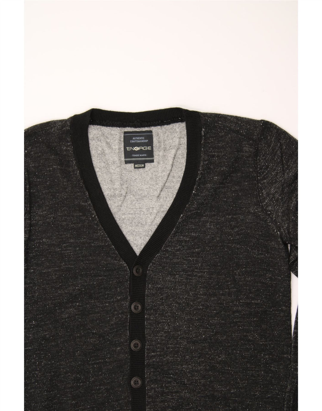 ENERGIE Mens Cardigan Sweater Medium Black Vintage Energie and Second-Hand Energie from Messina Hembry 