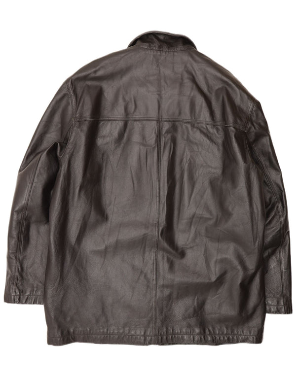 Vintage Mens Leather Coat IT 58 3XL Black