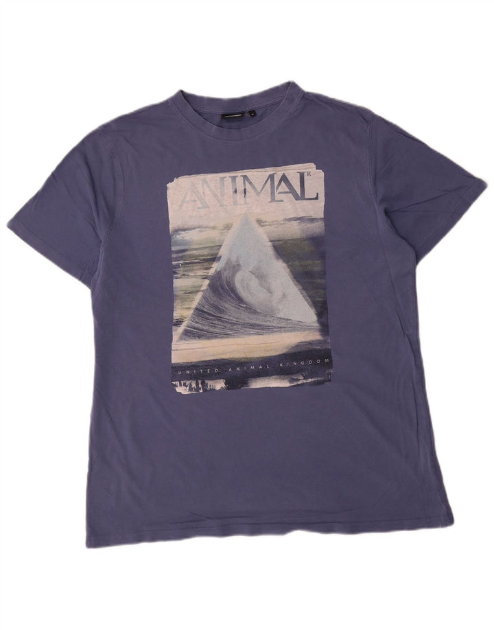 Animal Mens Graphic T-Shirt Top Medium Blue Cotton