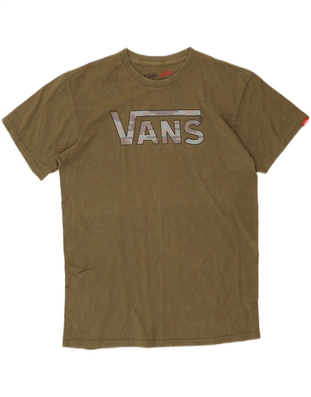 VANS Mens Classic Graphic T-Shirt Top Medium Khaki Cotton