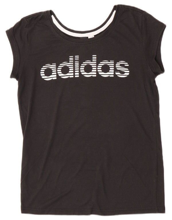 Adidas Womens Graphic T-Shirt Top UK 12 Medium Black