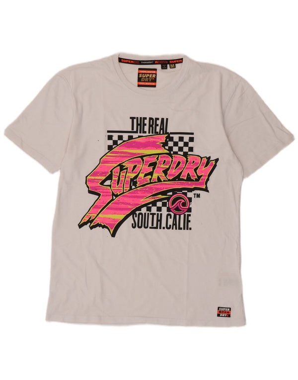 Superdry Mens Graphic T-Shirt Top Medium White Cotton
