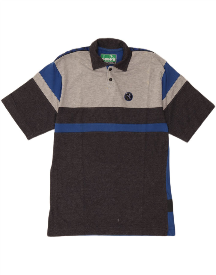 Diadora Mens Polo Shirt Medium Grey Colourblock Cotton