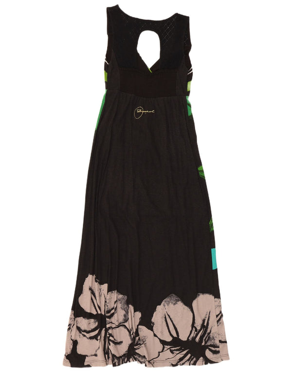 Desigual Womens Graphic Sleeveless Maxi Dress UK 8 Small Black Floral