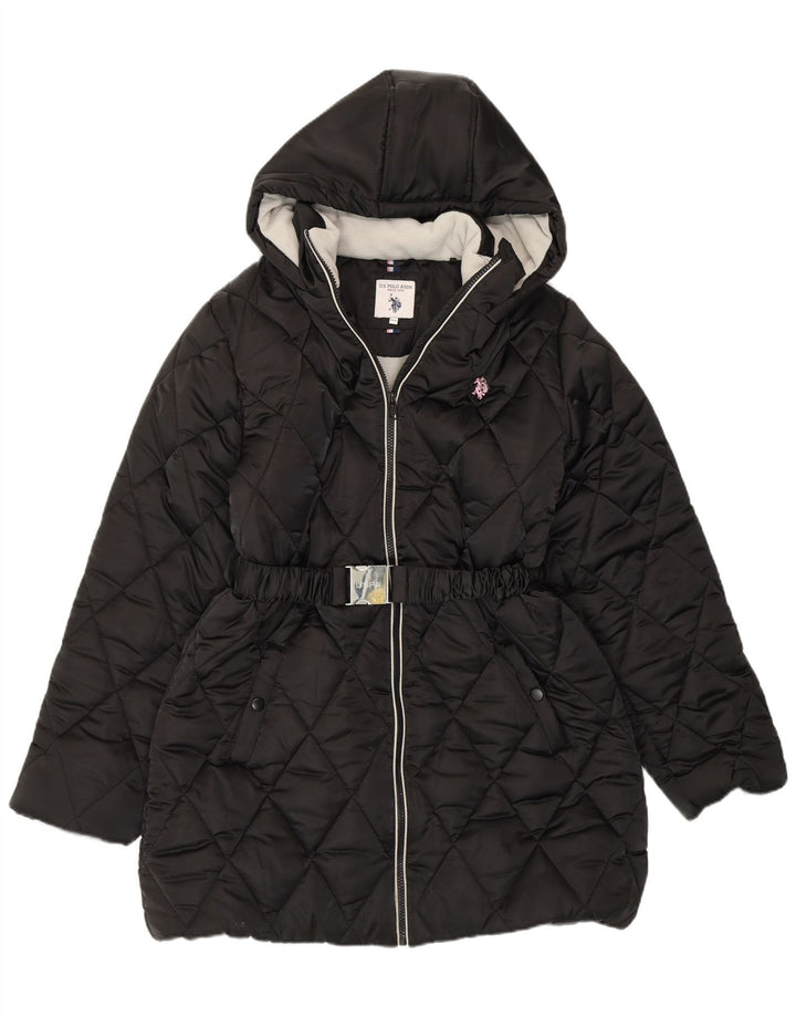 U.S. Polo Assn. Girls Hooded Padded Jacket 15-16 Years Black Polyester