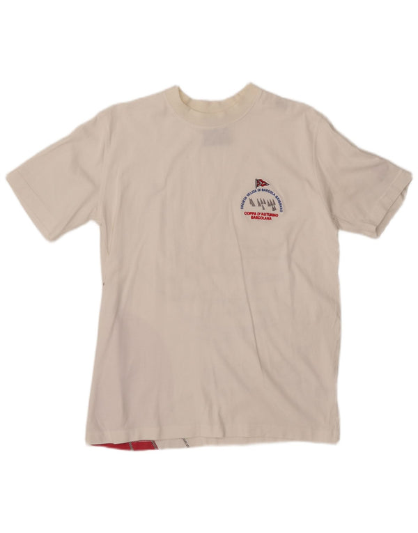 MURPHY & NYE Mens Barcolana Graphic T-Shirt Top Medium White Colourblock