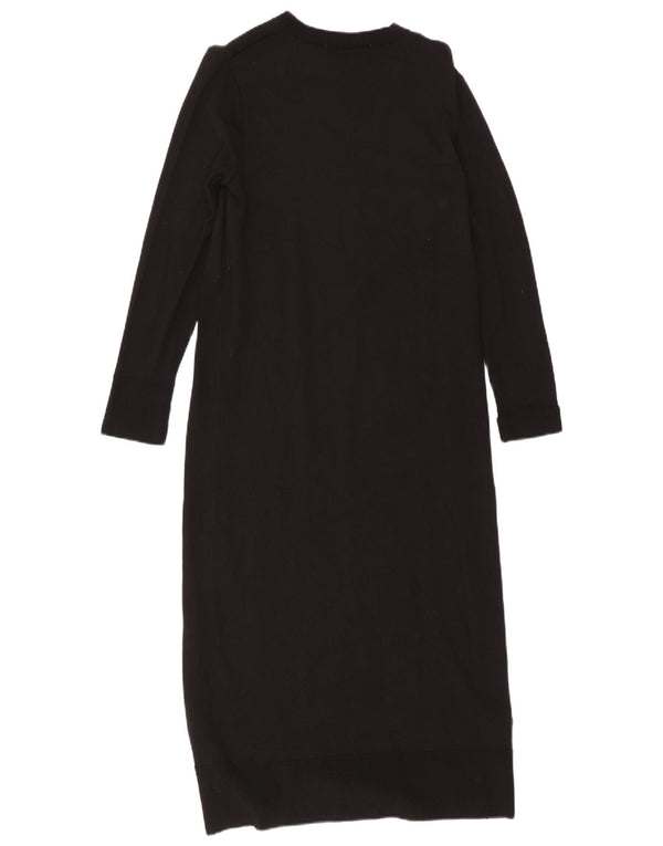 Zara Womens Long Sleeve Jumper Dress UK 8 Small Black Viscose