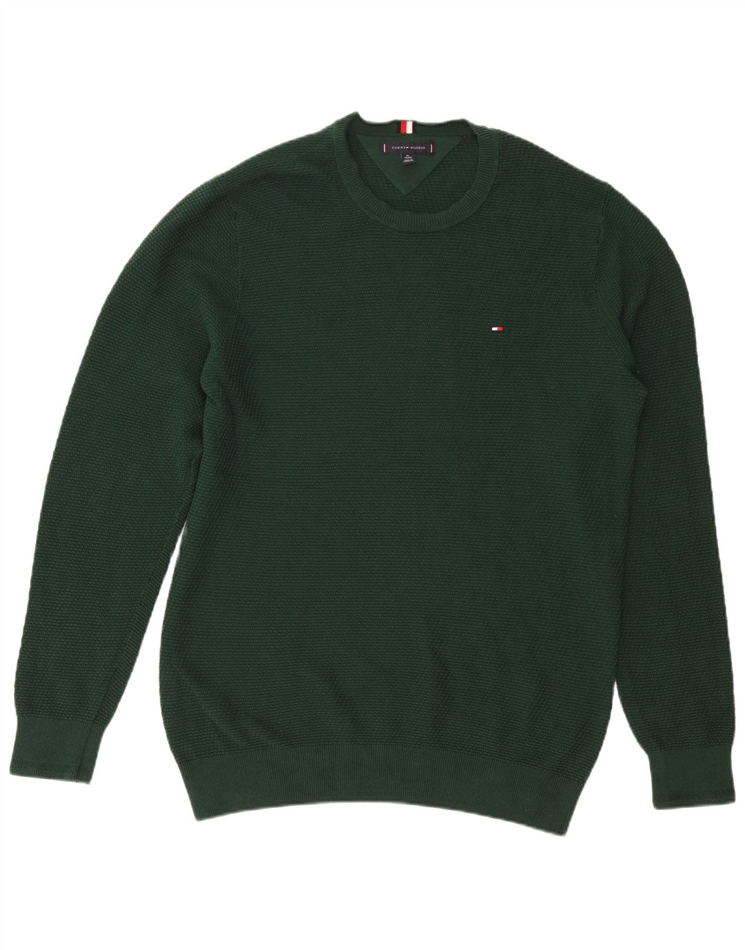 TOMMY HILFIGER Mens Crew Neck Jumper Sweater XL Green Cotton