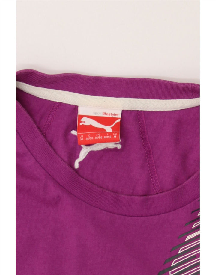 PUMA Mens Graphic T-Shirt Top Medium Purple Cotton Vintage Puma and Second-Hand Puma from Messina Hembry 