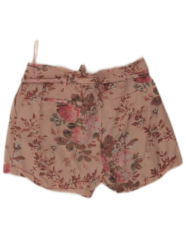 Oasis Womens Chino Shorts UK 8 Small W27 Pink Floral Linen