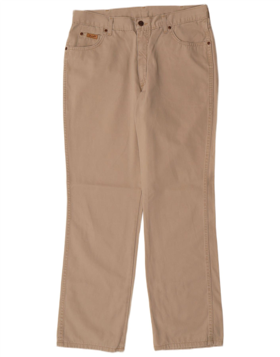 WRANGLER Mens Comfort Fit Straight Casual Trousers W36 L32  Beige Cotton