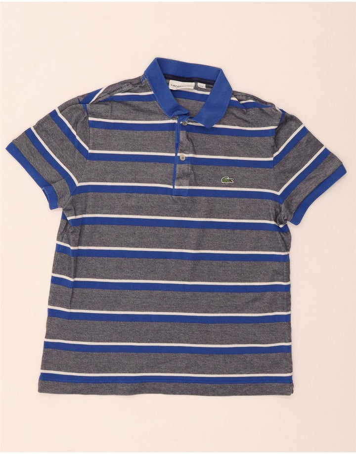 Lacoste Mens Regular Fit Polo Shirt Size 4 Medium Blue Striped Cotton