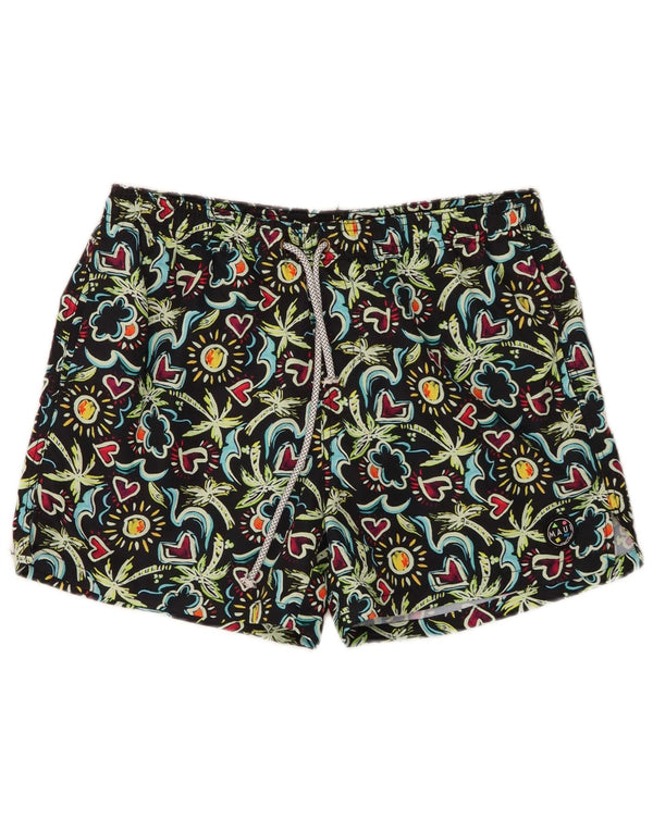 Maui and Sons Mens Graphic Swimming Shorts Medium Black Floral