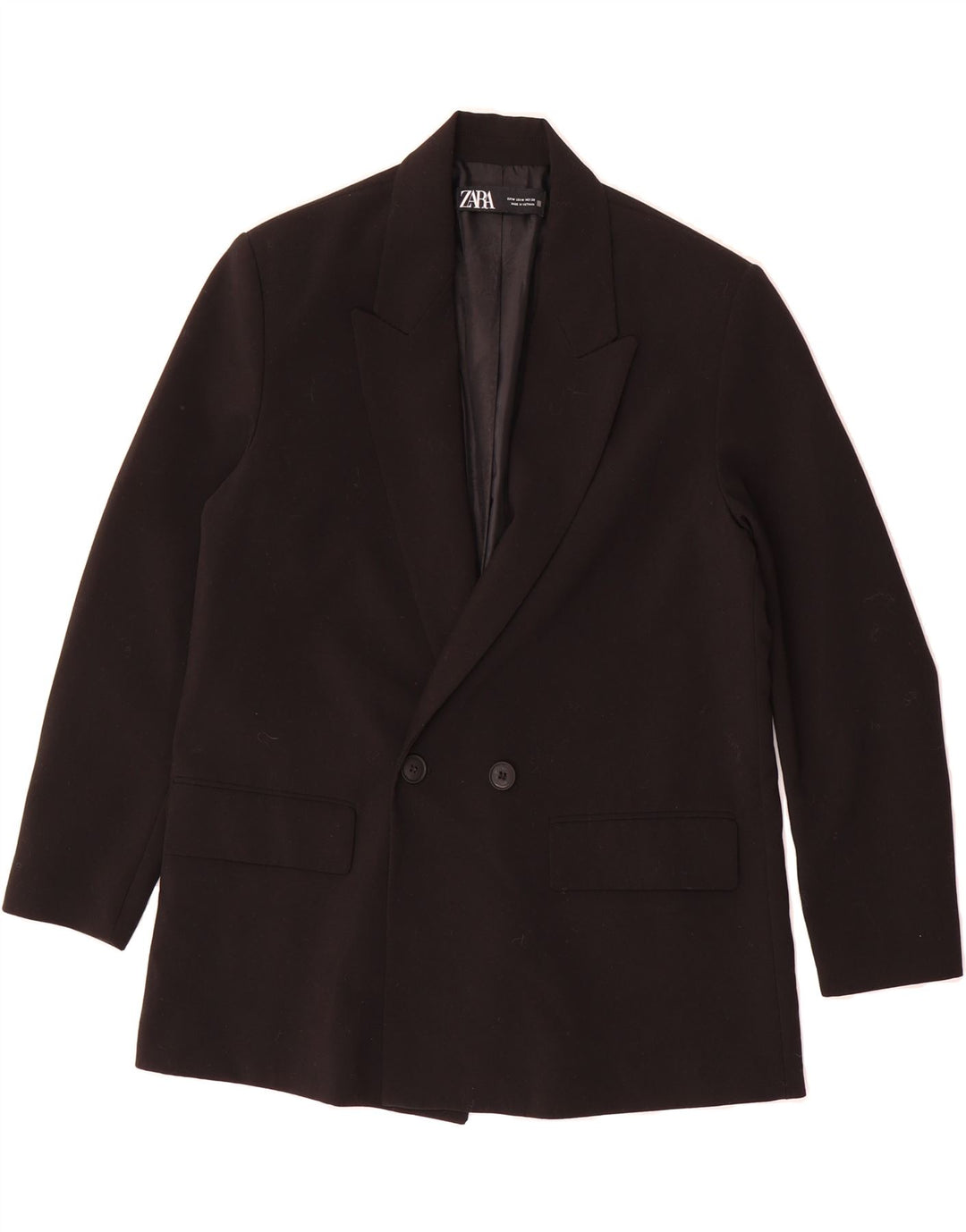 ZARA Mens Double Breasted Blazer Jacket UK 38 Medium Black Polyester Vintage Zara and Second-Hand Zara from Messina Hembry 