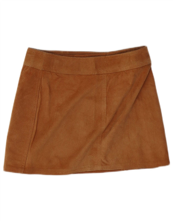 ONYX Womens Suede Mini Wrap Skirt IT 42 Medium W28 Brown Leather