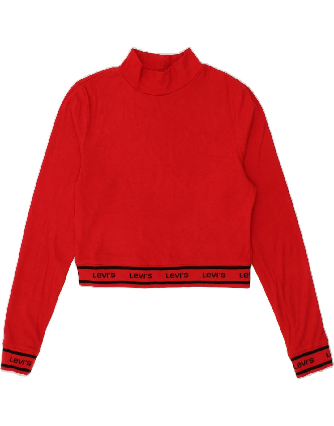 LEVI'S Womens Graphic Crop Sweatshirt Jumper UK 12 Medium Red Cotton Vintage Levi's and Second-Hand Levi's from Messina Hembry 