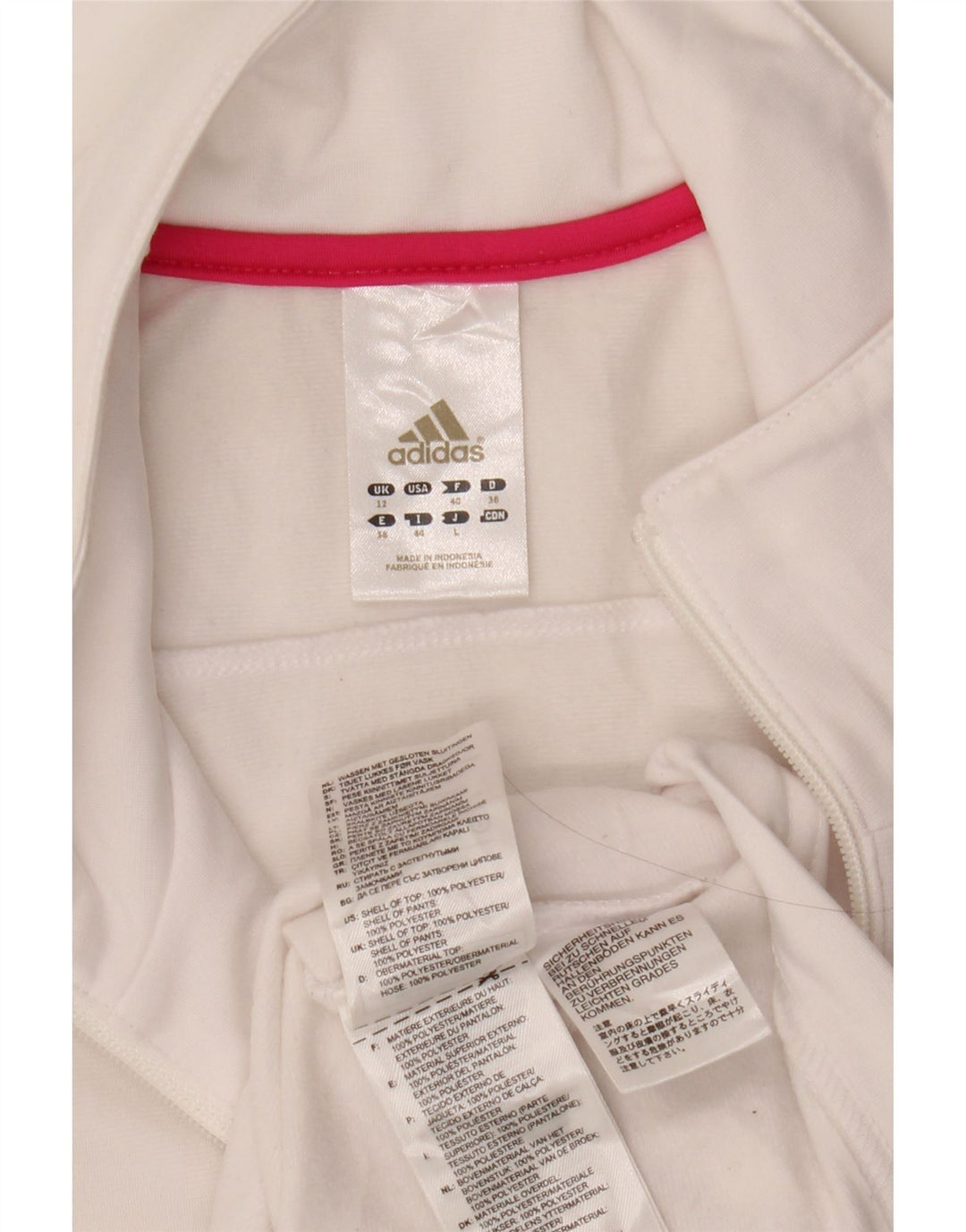 ADIDAS Womens Tracksuit Top Jacket UK 12 Medium White Colourblock
