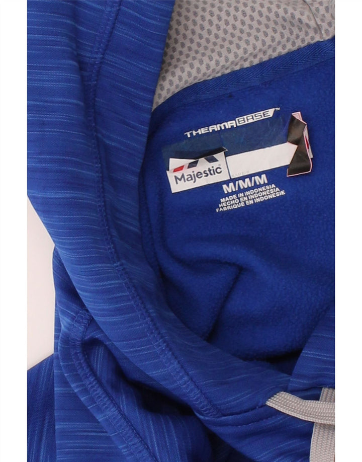 MAJESTIC Mens Graphic Hoodie Jumper Medium Blue Flecked Polyester Vintage Majestic and Second-Hand Majestic from Messina Hembry 