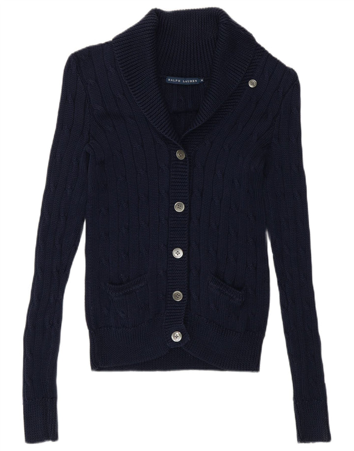 Ralph Lauren Womens Cardigan Sweater UK 14 Medium Navy Blue