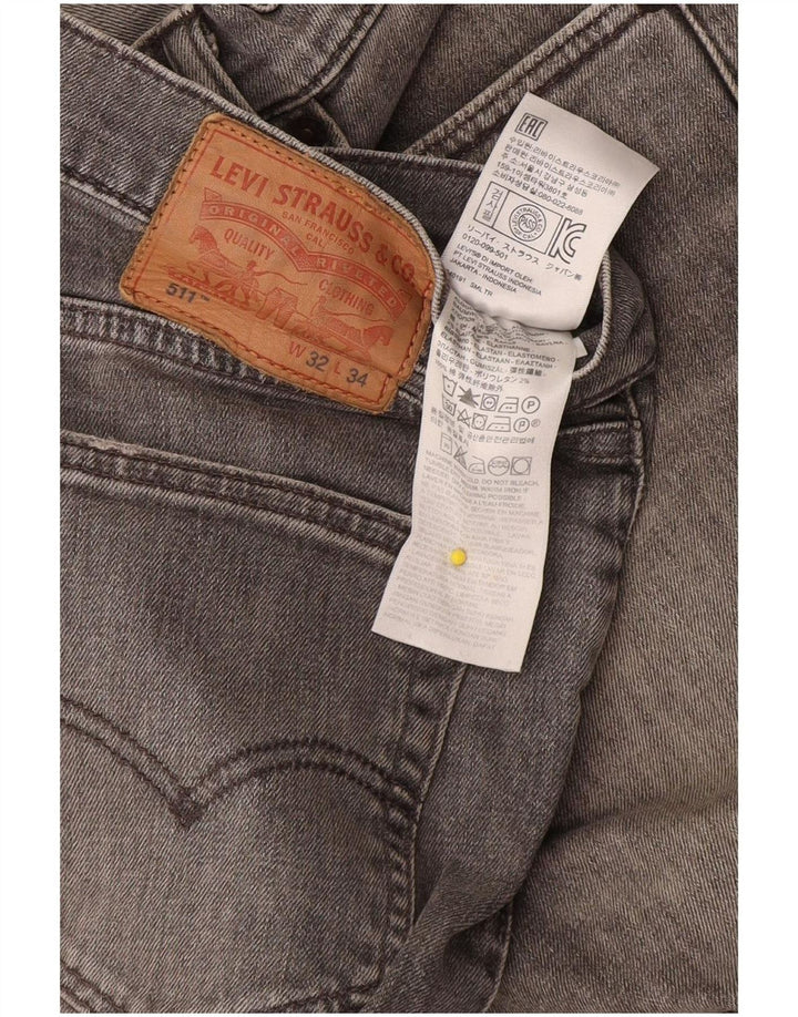 Levi's Mens 511 Slim Jeans W32 L34 Grey Cotton