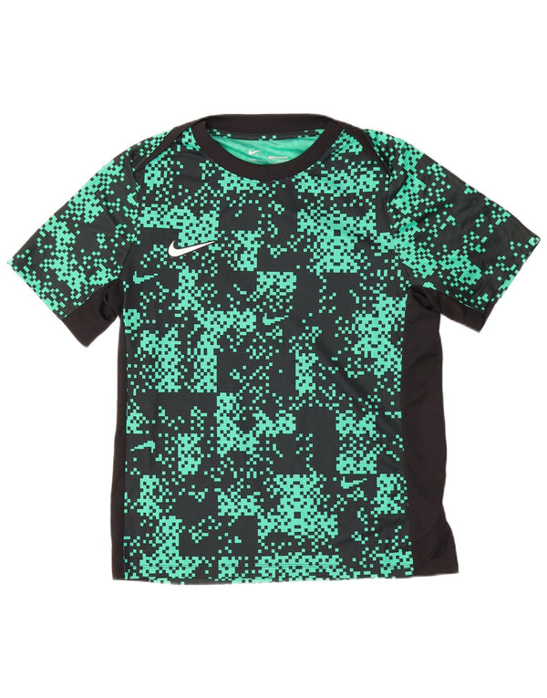 Nike Mens Dri Fit Abstract Pattern Slim T-Shirt Top Medium Green Polyester
