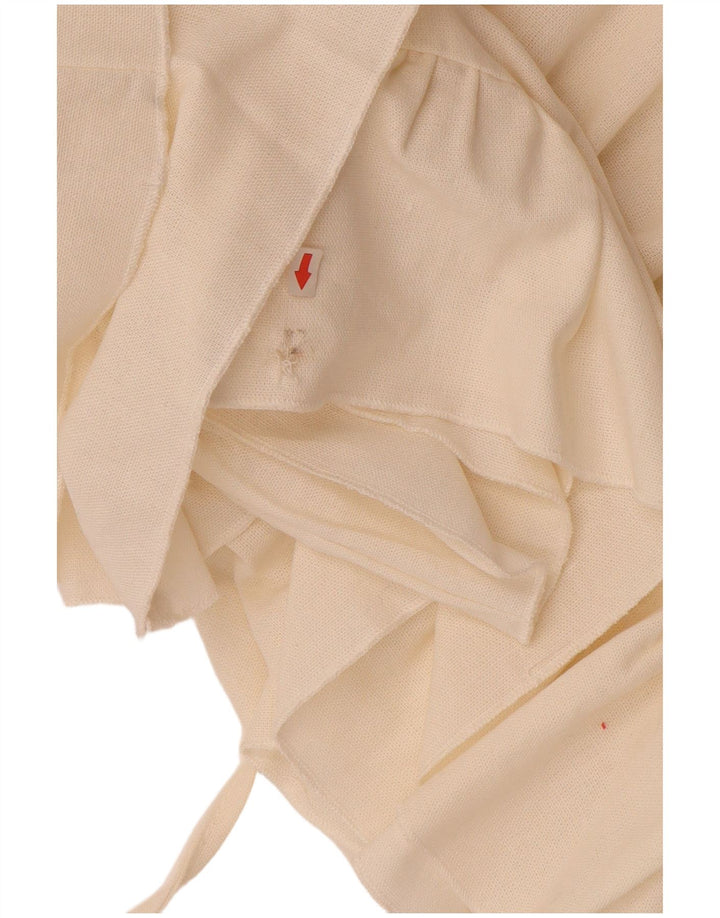 VINTAGE Womens Long Sleeve Off Shoulder Dress UK 12 Medium Off White Linen