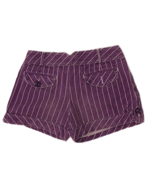 Zara Womens Trafaluc Cargo Shorts EU 36 XS W26 Purple Striped Cotton