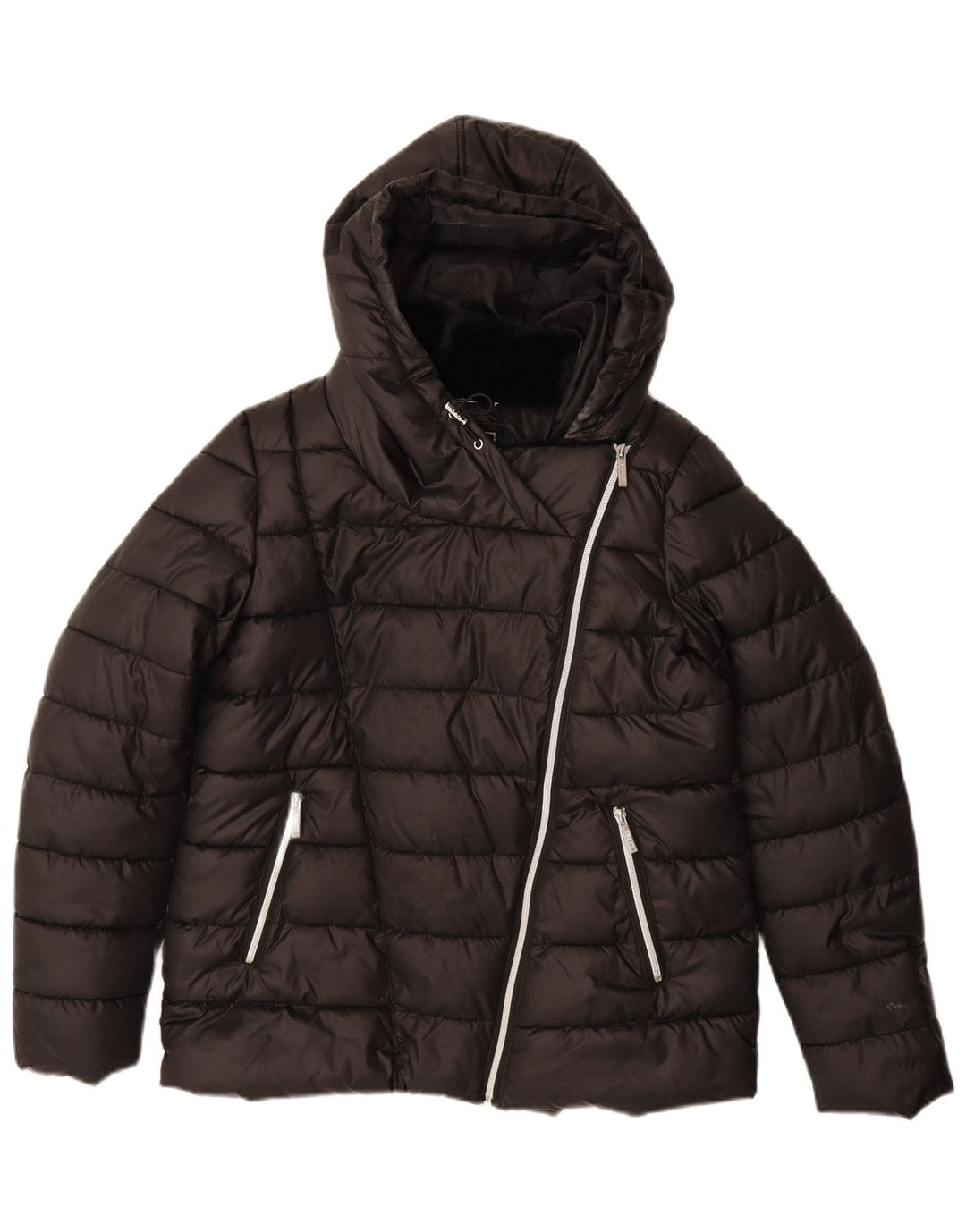 LIPSY Womens Hooded Padded Jacket UK 12 Medium Black Polyester