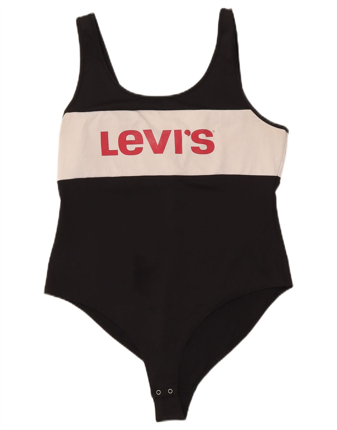 LEVI'S Womens Graphic Sleeveless Bodysuit UK 14 Large Black Colourblock