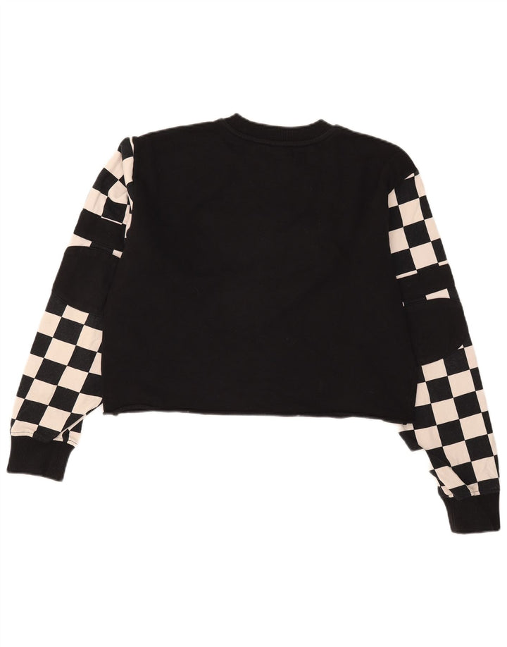 Vans Womens Crop Graphic Sweatshirt Jumper UK 14 Medium Black Geometric