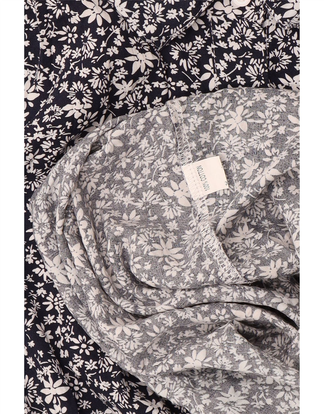 VINTAGE Womens Long Sleeve Maxi Dress UK 14 Large Navy Blue Floral Cotton