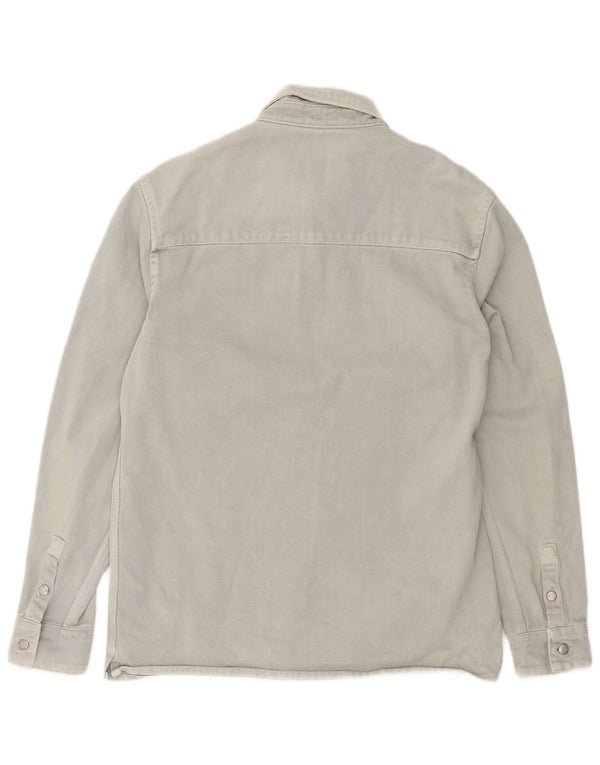 Zara Mens Relaxed Fit Denim Shirt Medium Grey Cotton