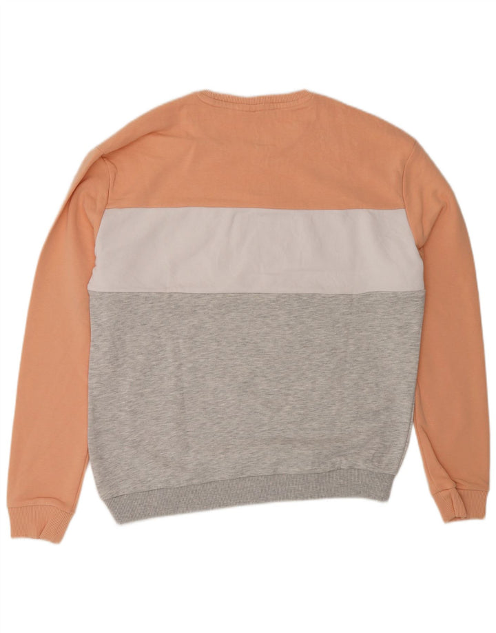 FILA Mens Graphic Sweatshirt Jumper Large Orange Colourblock Cotton