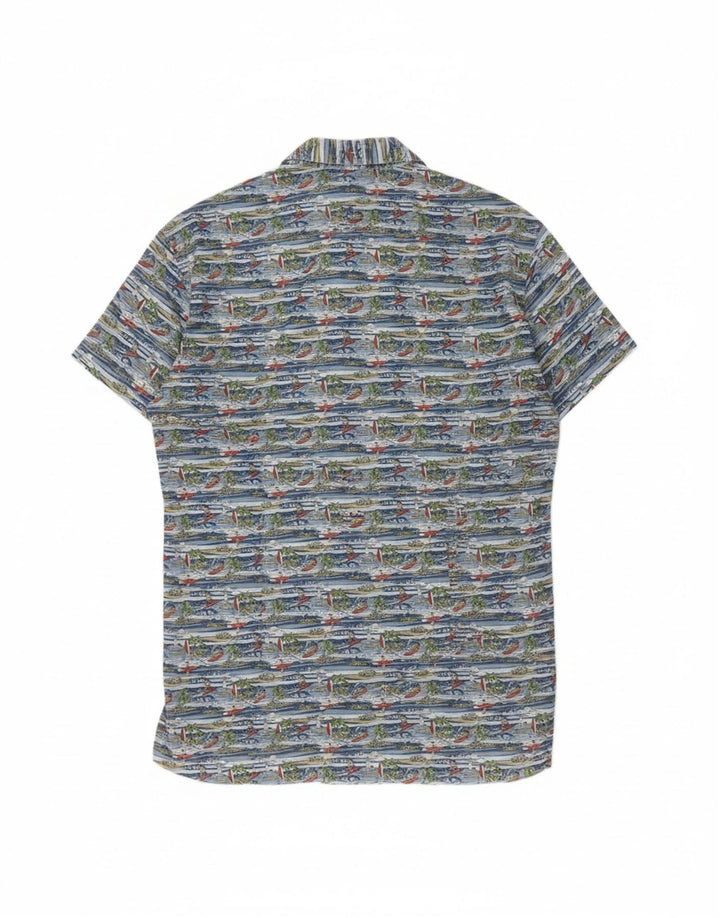 GUTTERIDGE Mens Shirt Size 15 1/2 39 Medium Blue Floral Hawaiian