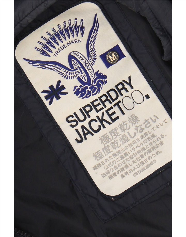 Superdry Womens Quilted Jacket UK 12 Medium Navy Blue
