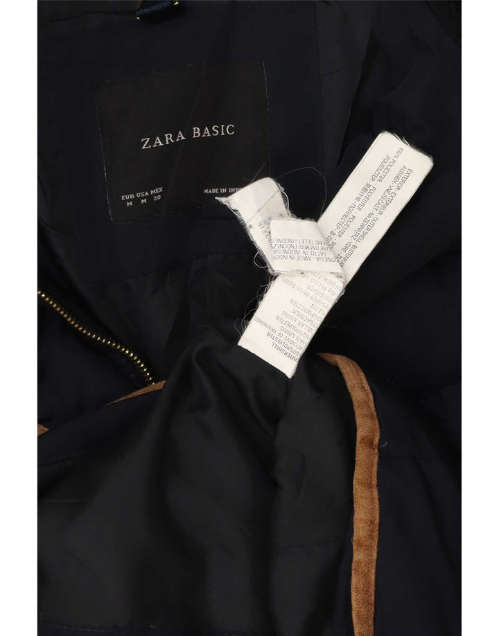 Zara Womens Padded Jacket UK 12 Medium Navy Blue Polyester