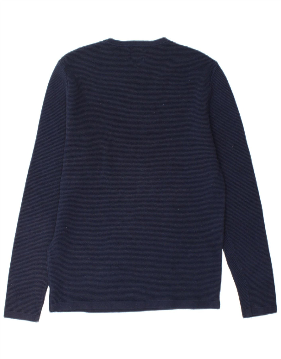 ZARA Mens Crew Neck Jumper Sweater Medium Navy Blue Colourblock Cotton