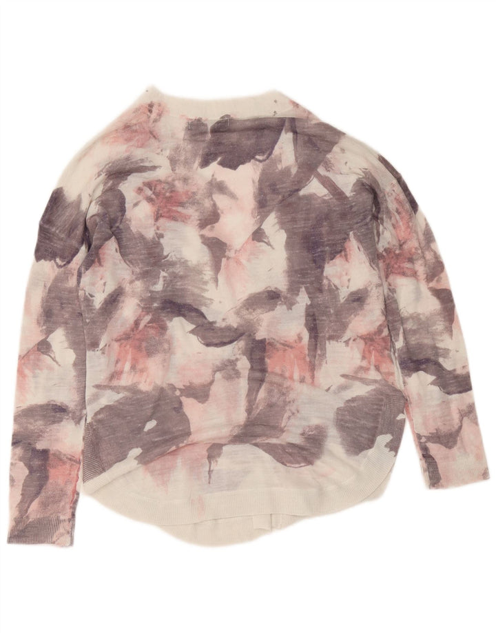 Marks & Spencer Womens Abstract Pattern Cardigan Sweater UK 14 Medium Pink