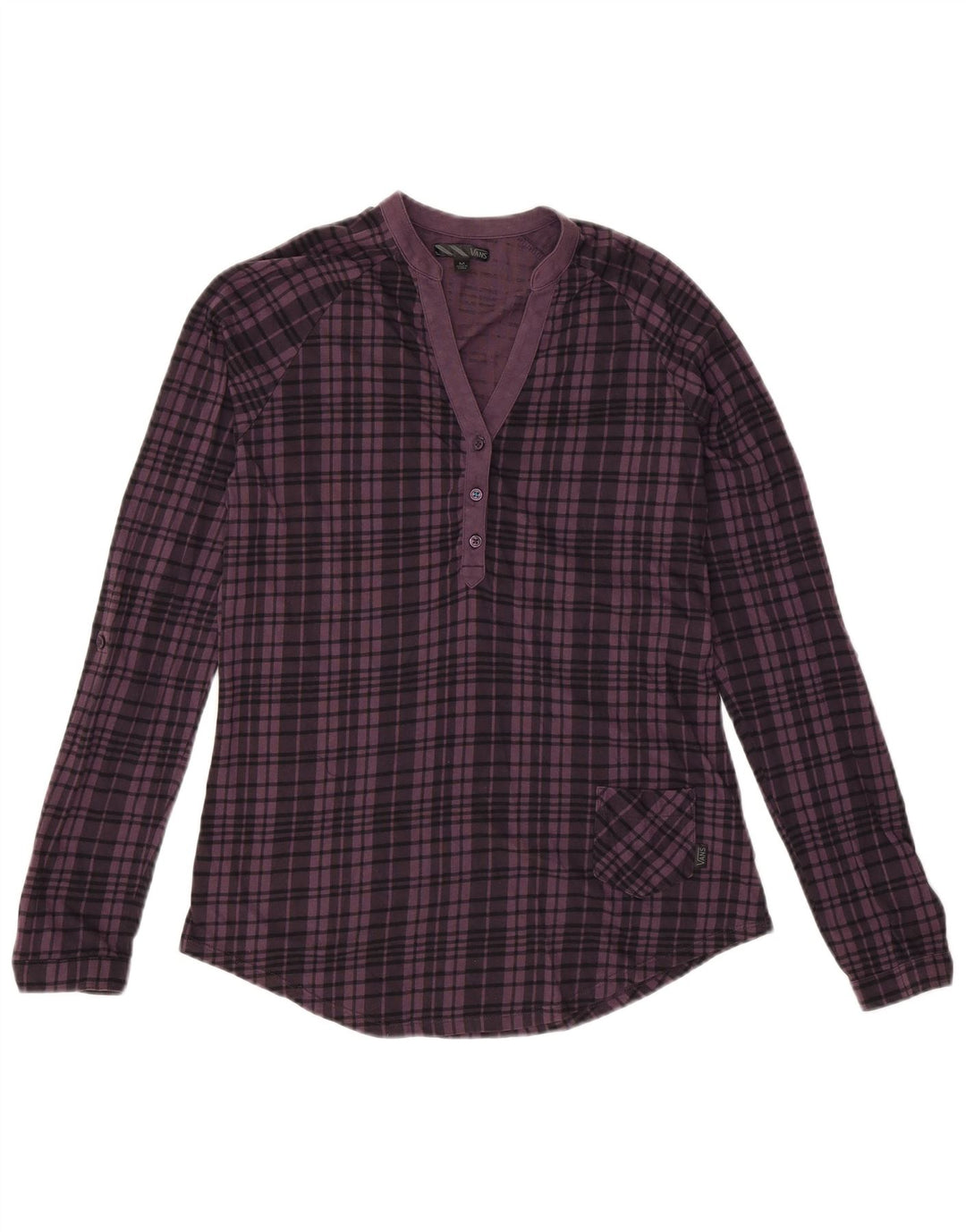 VANS Womens Long Sleeve Blouse Top UK 12 Medium Purple Check Cotton