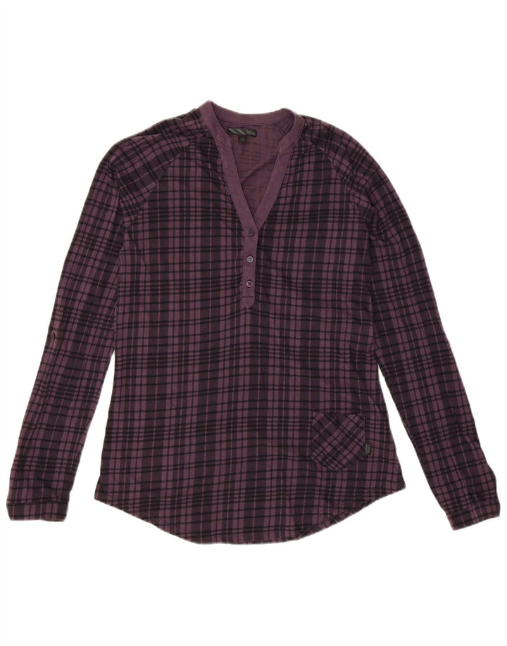 VANS Womens Long Sleeve Blouse Top UK 12 Medium Purple Check Cotton